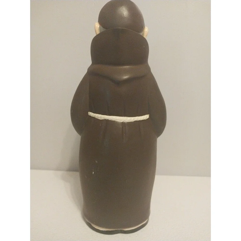 Vintage Monk Friar Figural Decanter Ceramic Liquor Bottle Cork Stopper 10